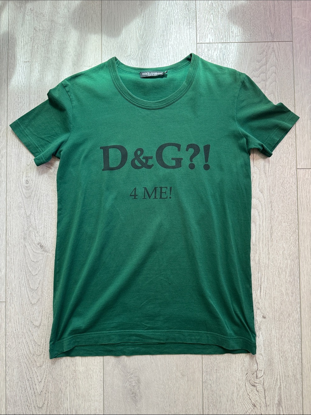 Dolce & Gabbana Green T-Shirt with Black Logo Print
